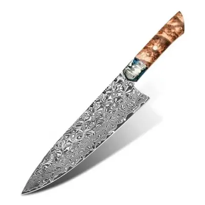 KnifeBoss damaškový nůž Chef 8" (210 mm) Burl Wood VG-10