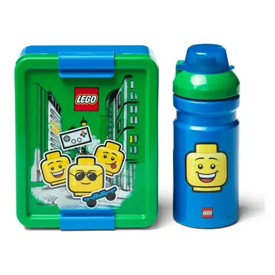 Set zeleno-modrého svačinového boxu a lahve na pití LEGO® Iconic