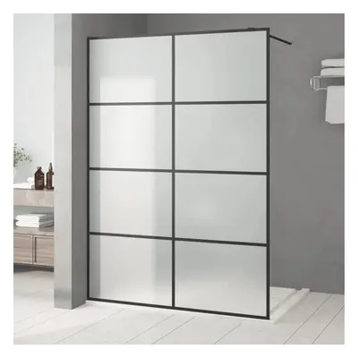 Sprchová zástěna walk-in černá 140 x 195 cm mléčné ESG sklo