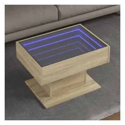 Konferenční stolek s LED dub sonoma 70 x 50 x 45 cm kompozit