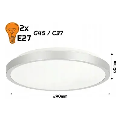 BERGE LED Plafond 2xE27 IP20 SEMO-R SILVER