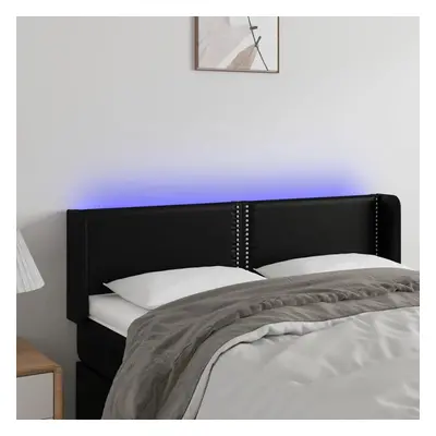 Čelo postele s LED černé 147 x 16 x 78/88 cm umělá kůže