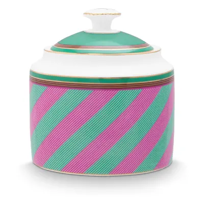 Pip Studio Pip Chique Stripes cukřenka 550ml, růžovo-zelená