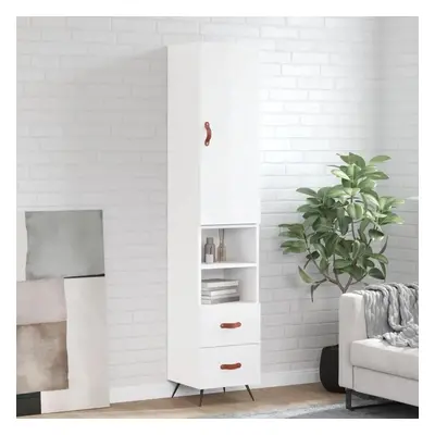 Skříň highboard bílá s vysokým leskem 34,5x34x180 cm kompozit