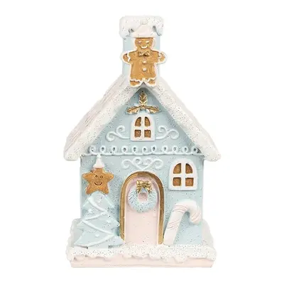 Modrá svítící perníková chaloupka Gingerbread House - 9*8*15 cm