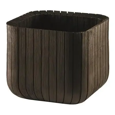 Keter Plastový květináč Cube planter M hnědá, 30 x 30 x 30 cm