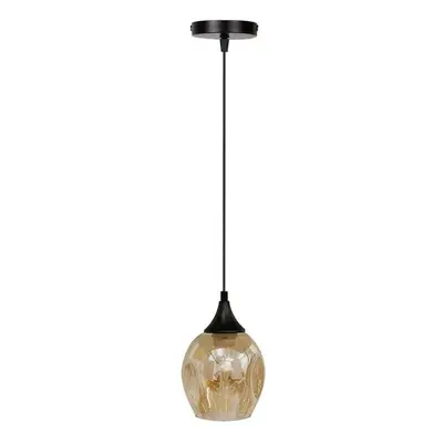 Černé závěsné svítidlo se skleněným stínidlem ø 14 cm Aspa – Candellux Lighting