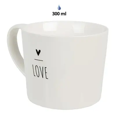 Bílý hrnek se srdíčkem s nápisem Love - Lovely Day - 12*8*7 cm / 300 ml