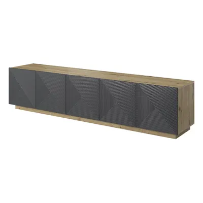 TV stolek Asha 200 cm - dub artisan / rivier stone mat