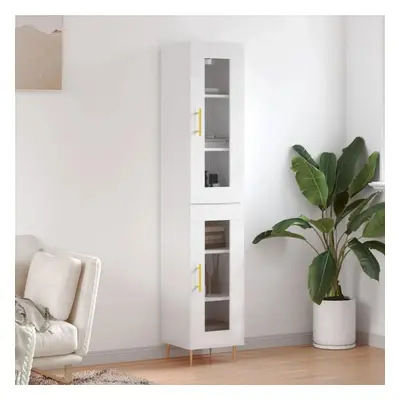 Skříň highboard bílá s vysokým leskem 34,5x34x180 cm kompozit