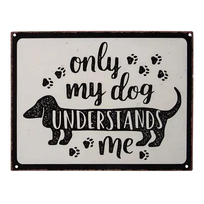 Béžová nástěnná kovová cedule My dog Understands me - 33*25 cm