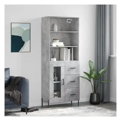 Skříň highboard betonově šedá 69,5x34x180 cm kompozitní dřevo