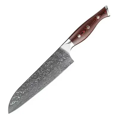 KnifeBoss kuchářský damaškový nůž Santoku 7.5" (190 mm) Black & Red VG-10