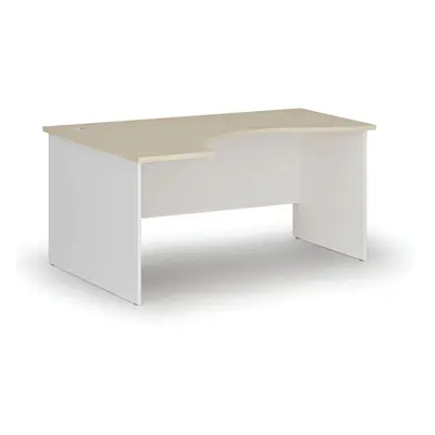 Ergonomický kancelářský pracovní stůl PRIMO WHITE, 1600 x 1200 mm, levý, bílá/bříza