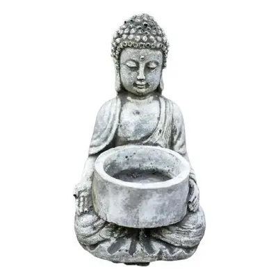 Malá betonová dekorace sedící Buddha na čajovou svíčku - 7,5*7,5*14cm