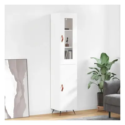 Skříň highboard bílá s vysokým leskem 34,5x34x180 cm kompozit