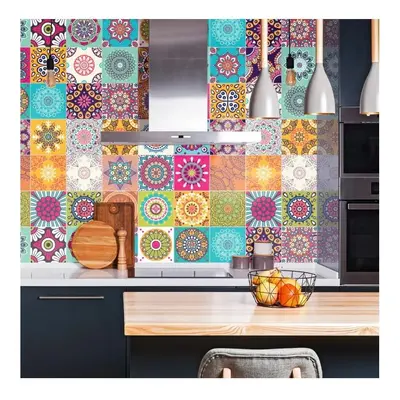 Sada 30 nástěnných samolepek Ambiance Wall Stickers Tiles Azulejos Mariska, 10 x 10 cm