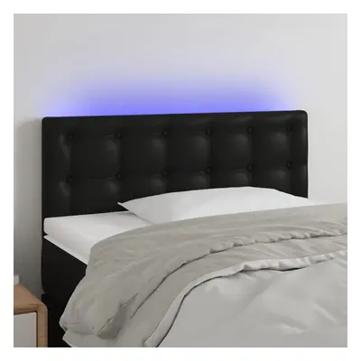 Čelo postele s LED černé 80 x 5 x 78/88 cm umělá kůže