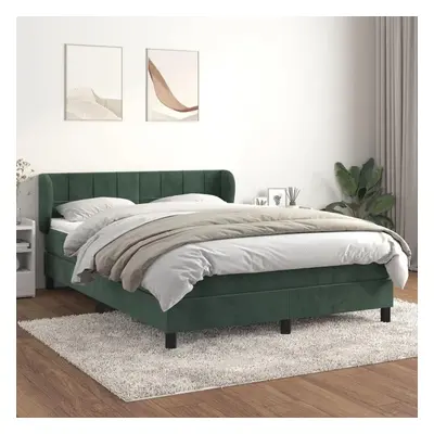 Box spring postel s matrací tmavě zelená 140x190 cm samet