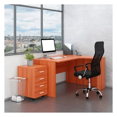 Sestava kancelářského nábytku SimpleOffice 2, 140 cm, pravá, třešeň