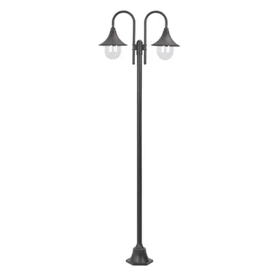 Zahradní sloupová lampa 2 ramena E27 220 cm hliník bronzová