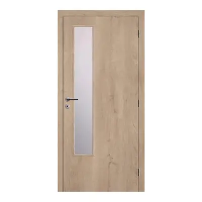 Solodoor Interiérové dveře L2 sklo, 60 P, 650 × 1985 mm, fólie, pravé, dub Western, prosklené