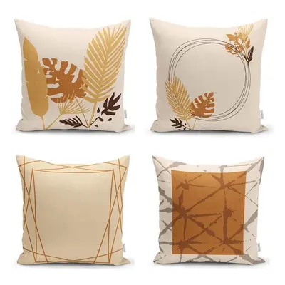 Oranžovo-béžové povlaky na polštáře v sadě 4 ks 43x43 cm - Minimalist Cushion Covers