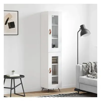 Skříň highboard bílá s vysokým leskem 34,5x34x180 cm kompozit