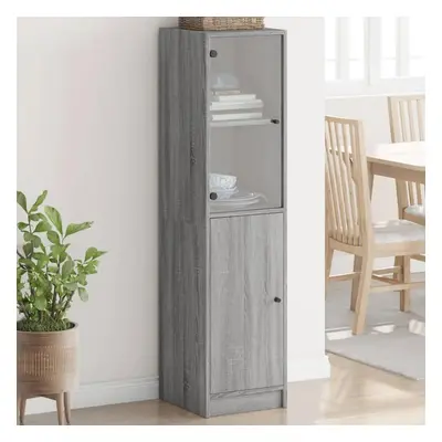 Highboard se skleněnými dvířky šedý sonoma 35 x 37 x 142 cm