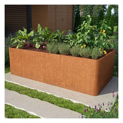 PRIMEYARD Vyvýšený záhon 200 x 107 x 60 cm, ocel Corten, rezavý vzhled - (GFPV00820)