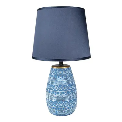 Modrá stolní lampa s keramickou základnou Etnie - Ø 20*35 cm E27/max 1*60W