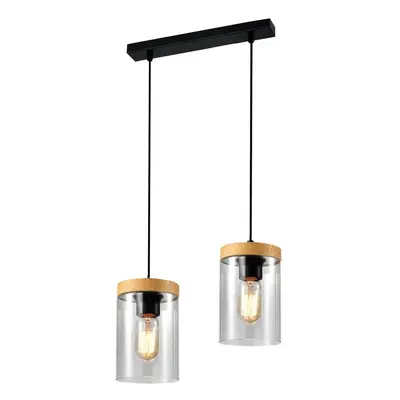 Závěsné svítidlo se skleněným stínidlem v černo-přírodní barvě ø 12 cm Wels – Candellux Lighting