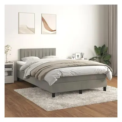 Box spring postel s matrací světle šedá 120 x 200 cm samet