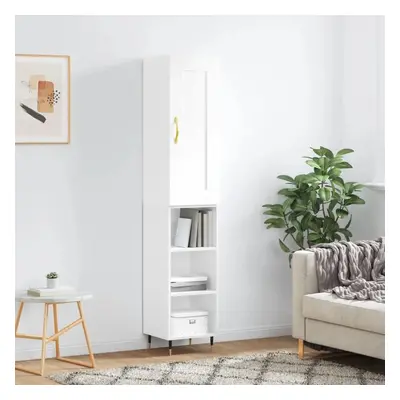 Skříň highboard bílá s vysokým leskem 34,5x34x180 cm kompozit