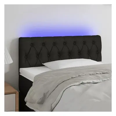 Čelo postele s LED černé 90 x 7 x 78/88 cm textil