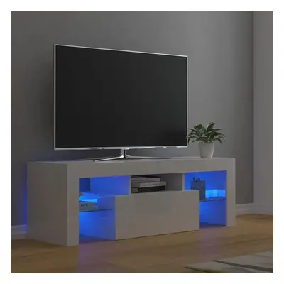 TV skříňka s LED osvětlením bílá s vysokým leskem 120x35x40 cm