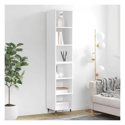 Skříň highboard bílá s vysokým leskem 34,5x32,5x180 cm kompozit