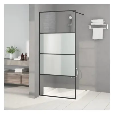 Sprchová zástěna walk-in černá 90x195 cm napůl mléčné ESG sklo