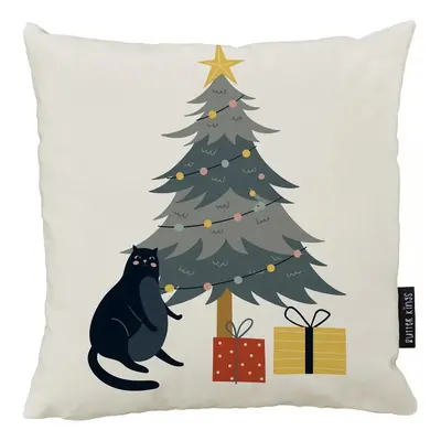 Dekorační polštář s vánočním motivem 45x45 cm Crazy Cat Xmas – Butter Kings