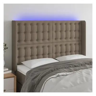 Čelo postele s LED taupe 147 x 16 x 118/128 cm textil