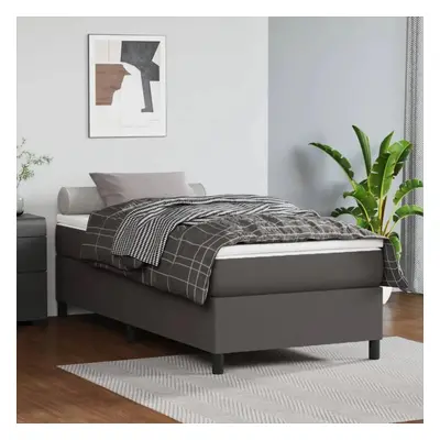 Box spring postel s matrací šedá 100x200 cm umělá kůže