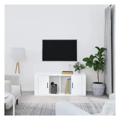 TV skříňka lesklá bílá 100x35x40 cm kompozitní dřevo