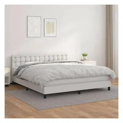 Box spring postel s matrací bílá 180x200 cm umělá kůže