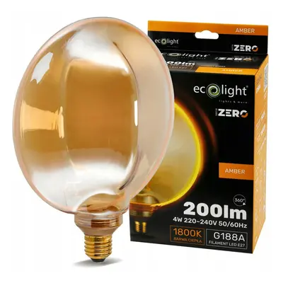 ECO LIGHT Dekorativní LED žárovka E27 4W 200lm G188 Amber Retro - řada ZERO