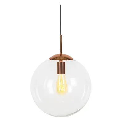 Art Deco závěsná lampa měděná s čirým sklem 30 cm - Koule 30