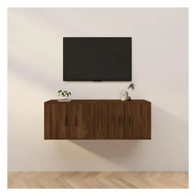 Nástěnné TV skříňky 2 ks hnědý dub 57 x 34,5 x 40 cm