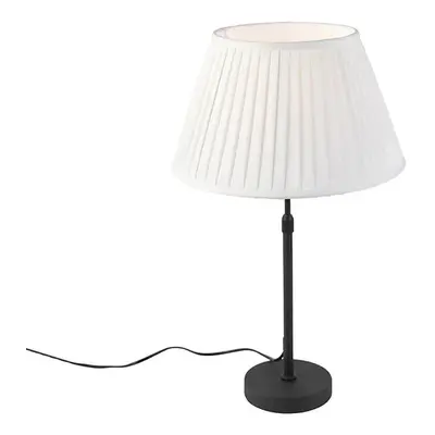 Stolní lampa černá s skládaným odstínem krémová 35 cm nastavitelná - Parte