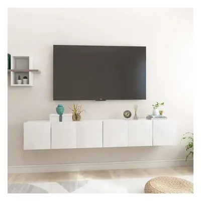 Závěsné TV skříňky 3 ks bílé s vysokým leskem 60x30x30 cm