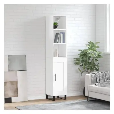 Skříň highboard bílá s vysokým leskem 34,5x34x180 cm kompozit