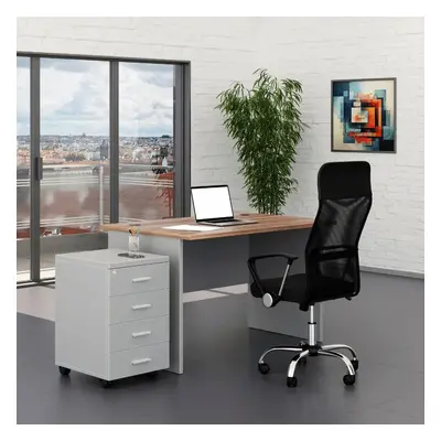 Sestava kancelářského nábytku SimpleOffice 1, 120 cm, šedá / ořech vlašský